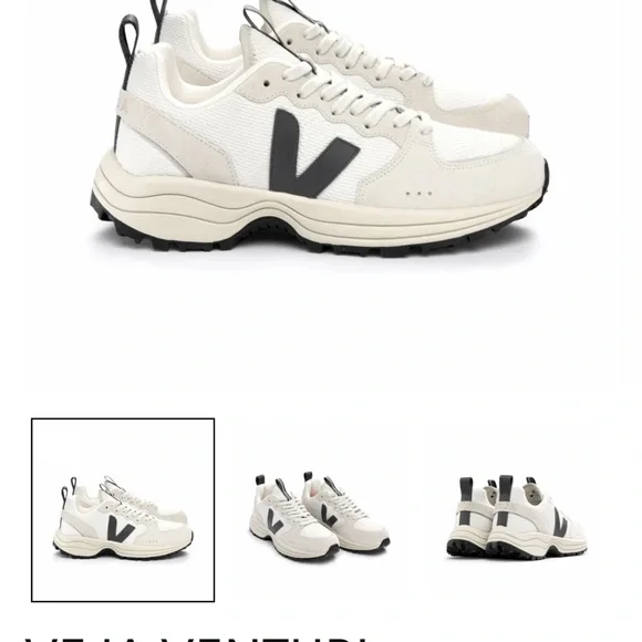 Veja Venturi Sneakers in Cream and Black - Picture 3 of 11